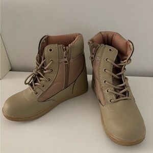 Tan and Brown Lace-Up Boots